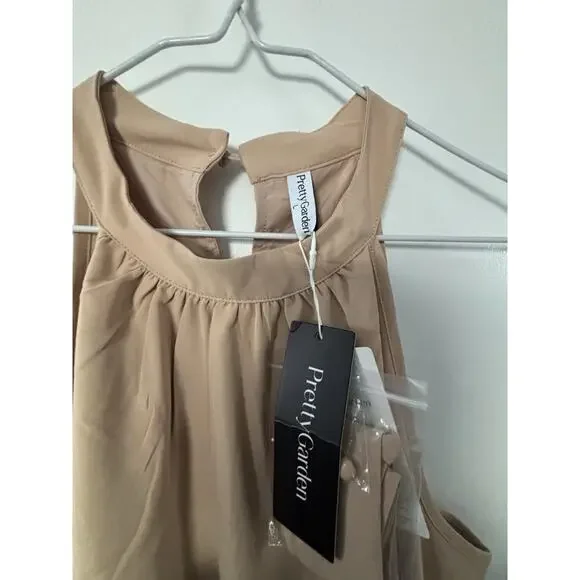 NWT Pretty Garden Summer Maxi Dress Sleeveless Halter Neck Flowy Ruffle Dress - Picture 2 of 6